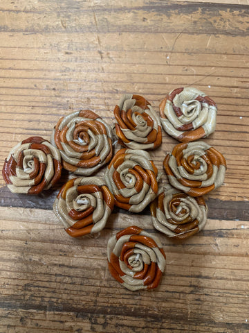 Brown/Tan 2-Toned Lauhala Roses 1" wide