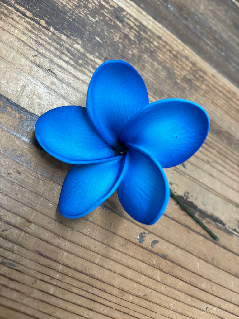Foam Rounded Petal Plumeria Hair Pick- Blue – California Hula Center