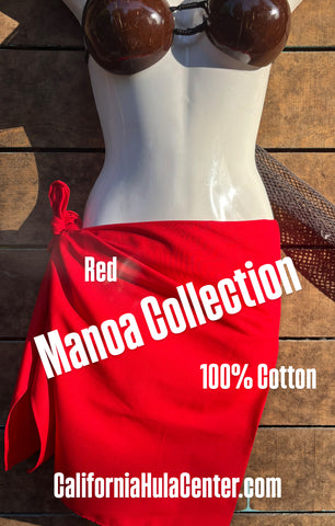 Manoa Premium Cotton Pareu Collection - Bright Red