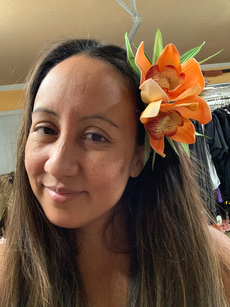 Giant Orchid Big Hair Clip Orange California Hula Center