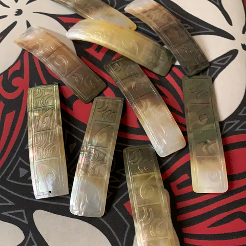 Narrow Carved Black Lip Mother Of Pearl Rectangle Shell