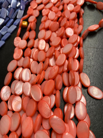 Coral Colored Wide Oval Shell Strand