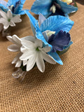 Blue Orchid White Orchid with Tiare Buds Flower Hair Clip