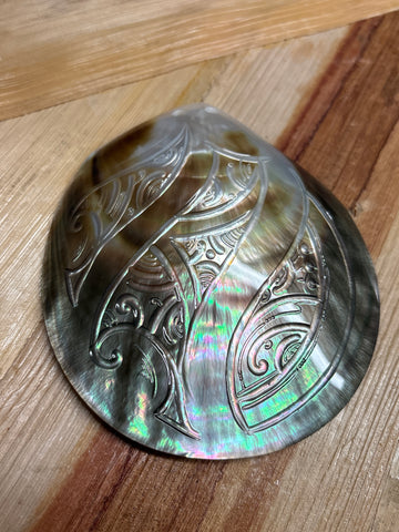 Made in Tahiti Mother of Pearl Carved Shell