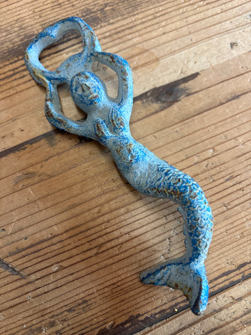 CLEARANCE- Cast Iron Mermaid Bottle Opener- Turquoise