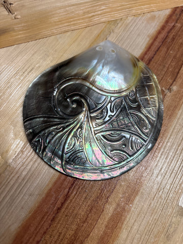 Made in Tahiti Mother of Pearl Carved Shell