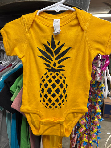 Baby Onesie- Big Pineapple- Mango-color