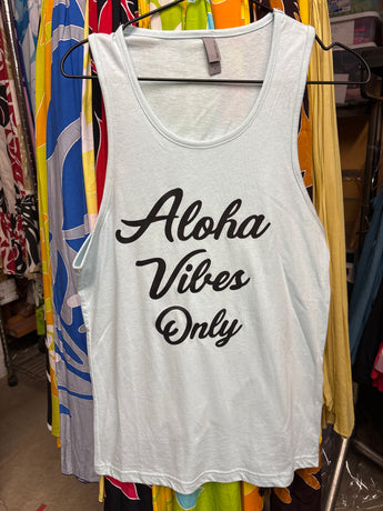 CLEARANCE- Muscle Tank Top- "Aloha Vibes Only" Sky Blue