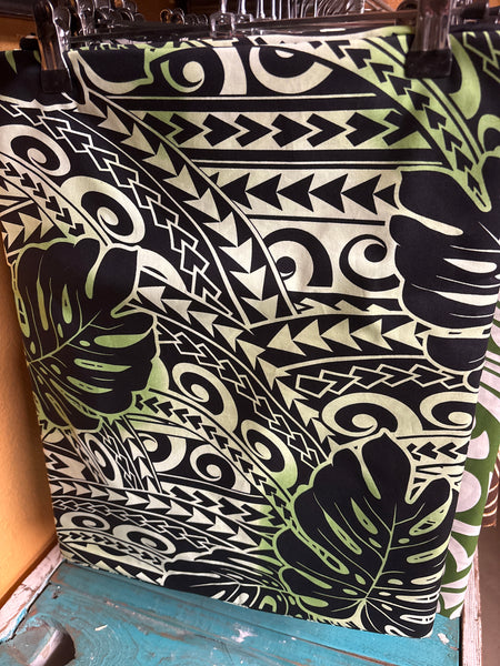 I’e Lavalava- Black/Lime Tribal