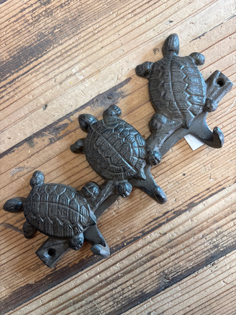 CLEARANCE- Cast Iron Three Honu (turtle) Key Ring Wall Hook