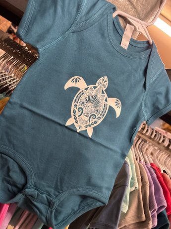 Baby Onesie- Honu (Sea Turtle)- Dark Teal