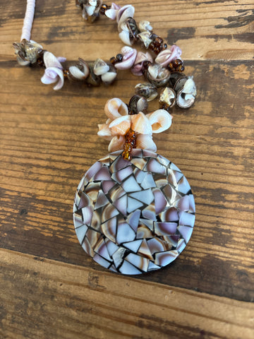 Round Mosaic Shell Necklace