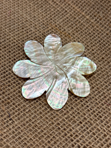 Mother of Pearl Flat Petal Tiare Flower Shell Yellow Lip