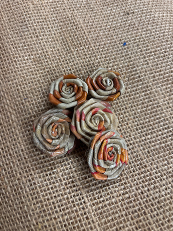 CLEARANCE Orange/Tan 2-Toned Lauhala Roses 1" wide 25 pack