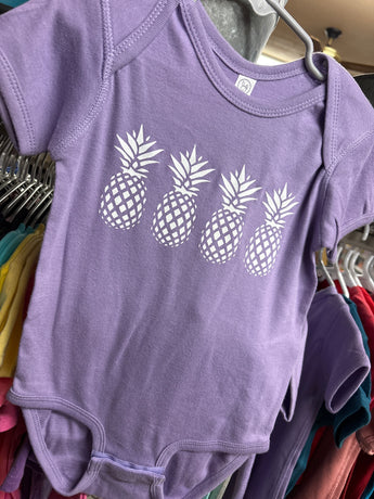 Baby Onesie- Four Pineapples- Lavender