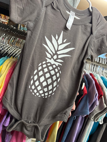 Baby Onesie- Big Pineapple- Charcoal Gray