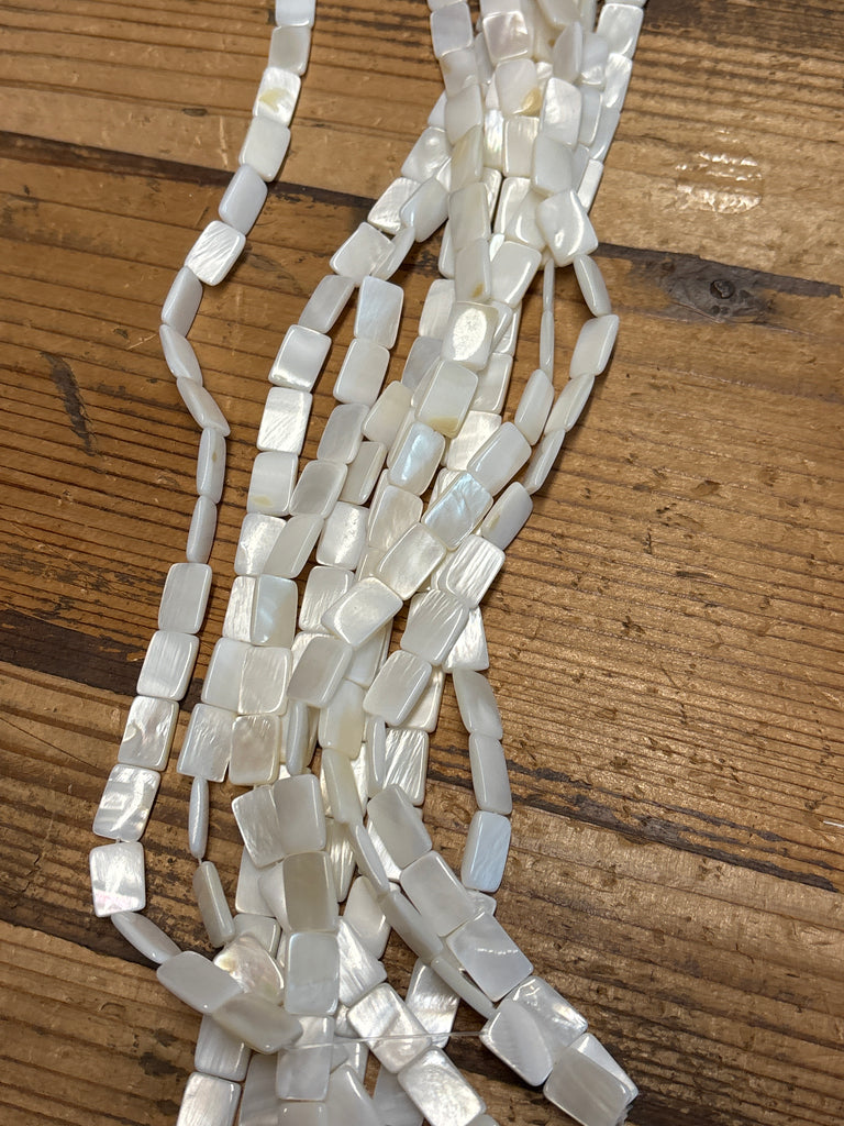 White RECTANGLE Kabibe Shell Strand – California Hula Center
