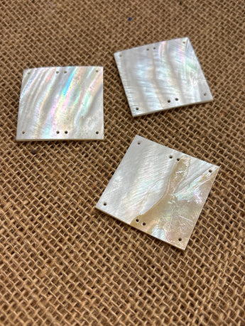 Mother of Pearl Square white corner and side drill holes 1.5"