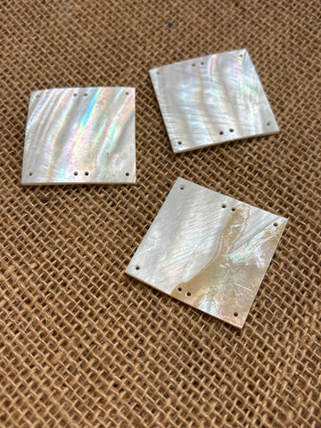 Mother of Pearl Square white corner and side drill holes 1.5"