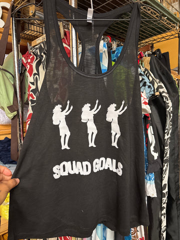 CLEARANCE Ladies Flowy Tank- "Squad Goals"- Black