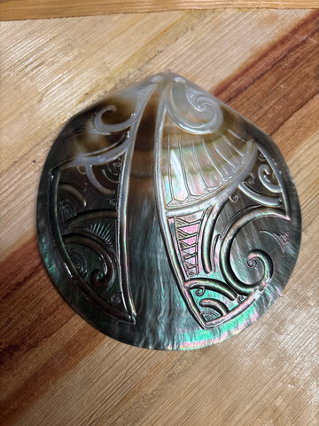 Made in Tahiti Mother of Pearl Carved Shell