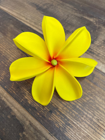 4.5” Foam Tiare Flowers Hair Pick- Yellow