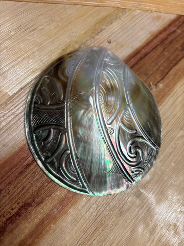 Made in Tahiti Mother of Pearl Carved Shell