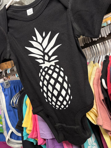 Baby Onesie- Big Pineapple- Black