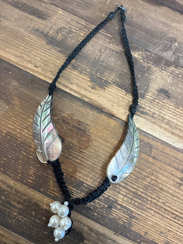 Twin Leaf Mother of Pearl Shell Necklace