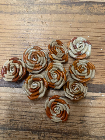 Brown/Tan 2-Toned Lauhala Roses 1" wide