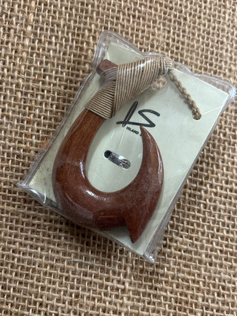 Koa Wood Hook Necklace 3.25”