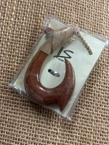 Koa Wood Hook Necklace 3.25”