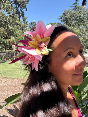 Bird of Paradise Pink Lily Orchid Flower Hair Clip