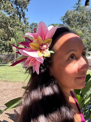 Bird of Paradise Pink Lily Orchid Flower Hair Clip