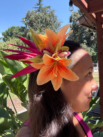 Bird of Paradise Orange Lily Orchid Flower Hair Clip