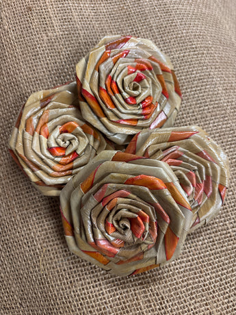 CLEARANCE Orange/Tan 2-Toned Lauhala Rose 3"