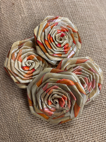 CLEARANCE Orange/Tan 2-Toned Lauhala Rose 3"