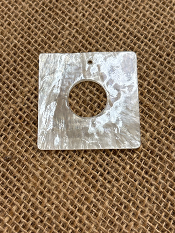 White Capiz Square 1.75" with hole