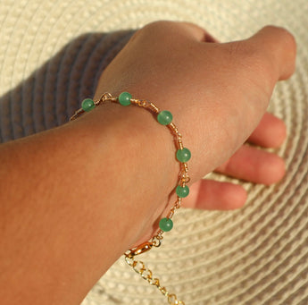 Jade Colored Bead Linked Bracelet