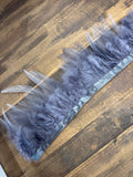 CLEARANCE- Rooster Saddle Feather Trim 2-4” Spaced Apart - Gray