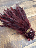 Rooster Saddle Feathers- Dyed Dark Cherry Red