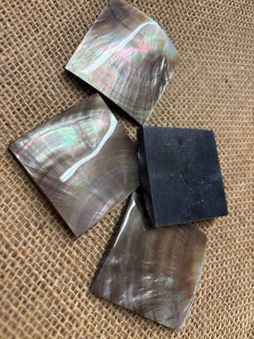 Mother of Pearl Square with Resin backing 2”