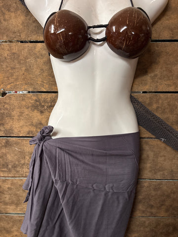 Pareu- No Fringe Rayon - Charcoal Gray