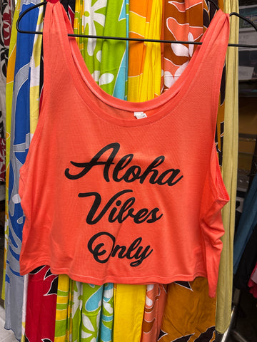 CLEARANCE- Boxy Tank Top- "Aloha Vibes Only" Coral