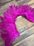 LAST ONE- Rooster Schlappen Feathers- Dyed Fuchsia