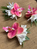 Tuberose and Pink Orchid Flower Hair Clip