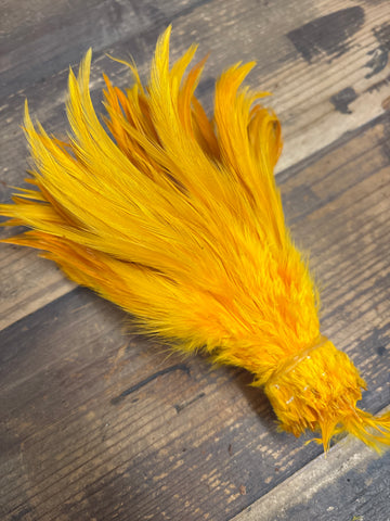 Rooster Saddle Feathers- Dyed Mango Yellow