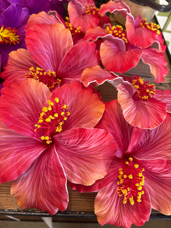 Giant Foam Hibiscus Hair Pick- Reddish Orange