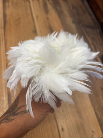 Rooster Schlappen Feathers 3-5" long- WHITE