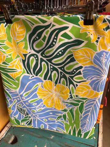 I’e Lavalava- Blue/Yellow/Green Floral Leaves
